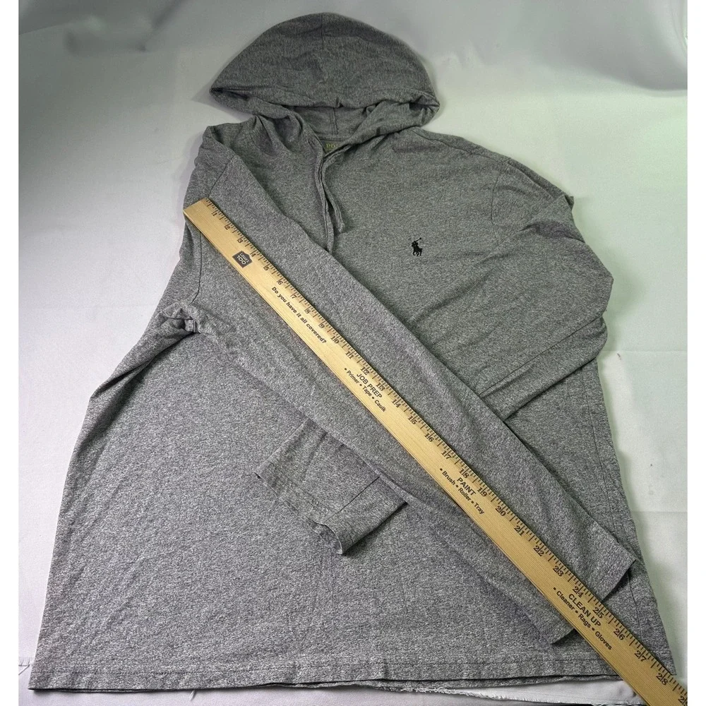 Polo Ralph Lauren Hoodie Shirt Large‎ Gray Long Sleeve Jersey Cotton Pullover L
